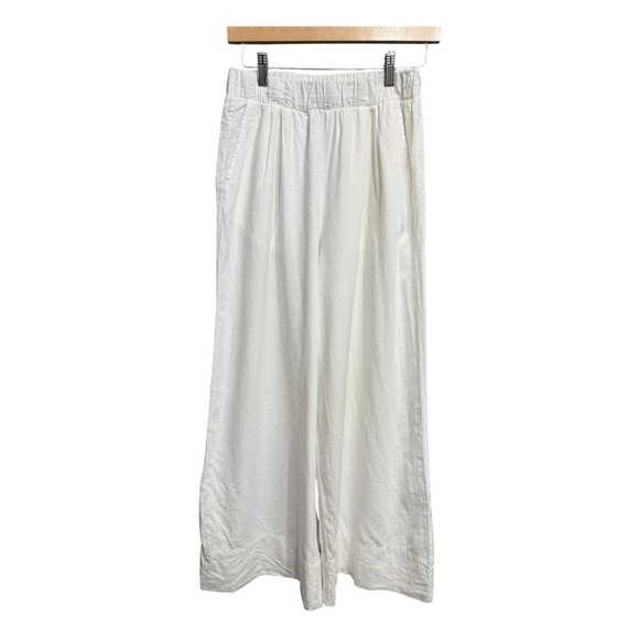 STATESIDE Women Linen Wide Leg Pant White Size Small - Picture 2 of 9